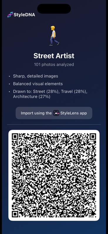 Share your StyleDNA via QR code